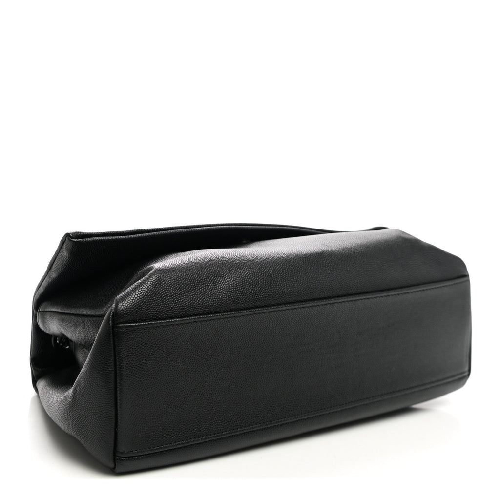 Saint Laurent Grain De Poudre Medium West Hollywood Monogram Fold-Over Black
