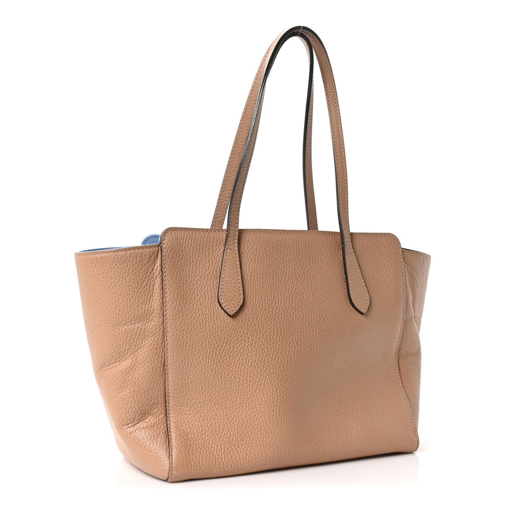 Gucci Dollar Calfskin Small Swing Tote Camelia Mineral Blue