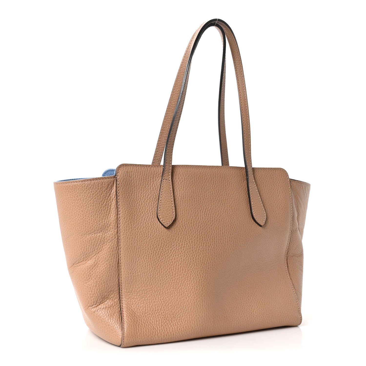 Gucci Dollar Calfskin Small Swing Tote Camelia Mineral Blue