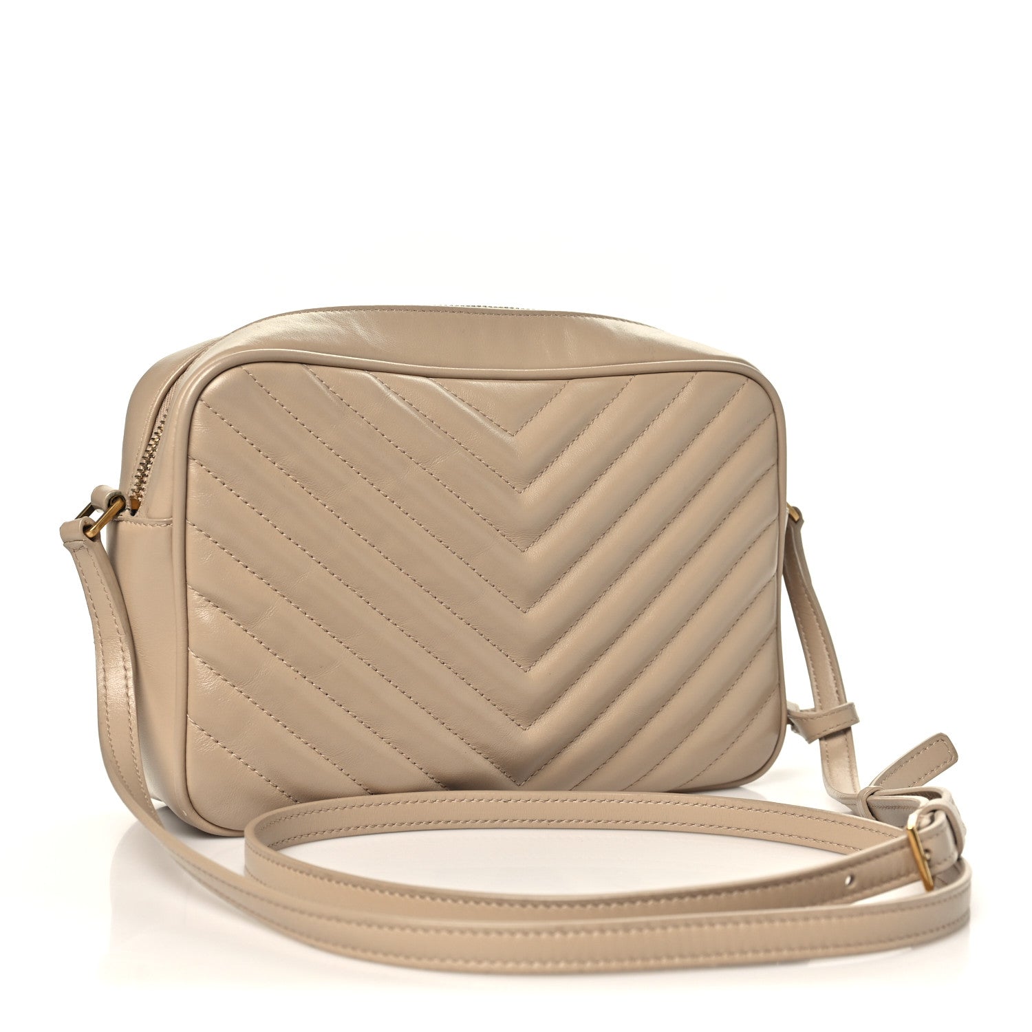 Saint Laurent Calfskin Matelasse Monogram Lou Camera Bag Dark Beige Dark Beige
