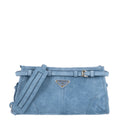 Prada Scamosciato Triangle Small Bonnie Shoulder Bag Astrale