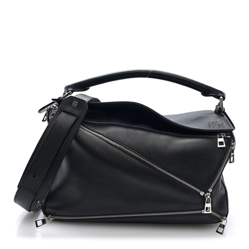 Loewe Calfskin Zipper Puzzle Bag Black