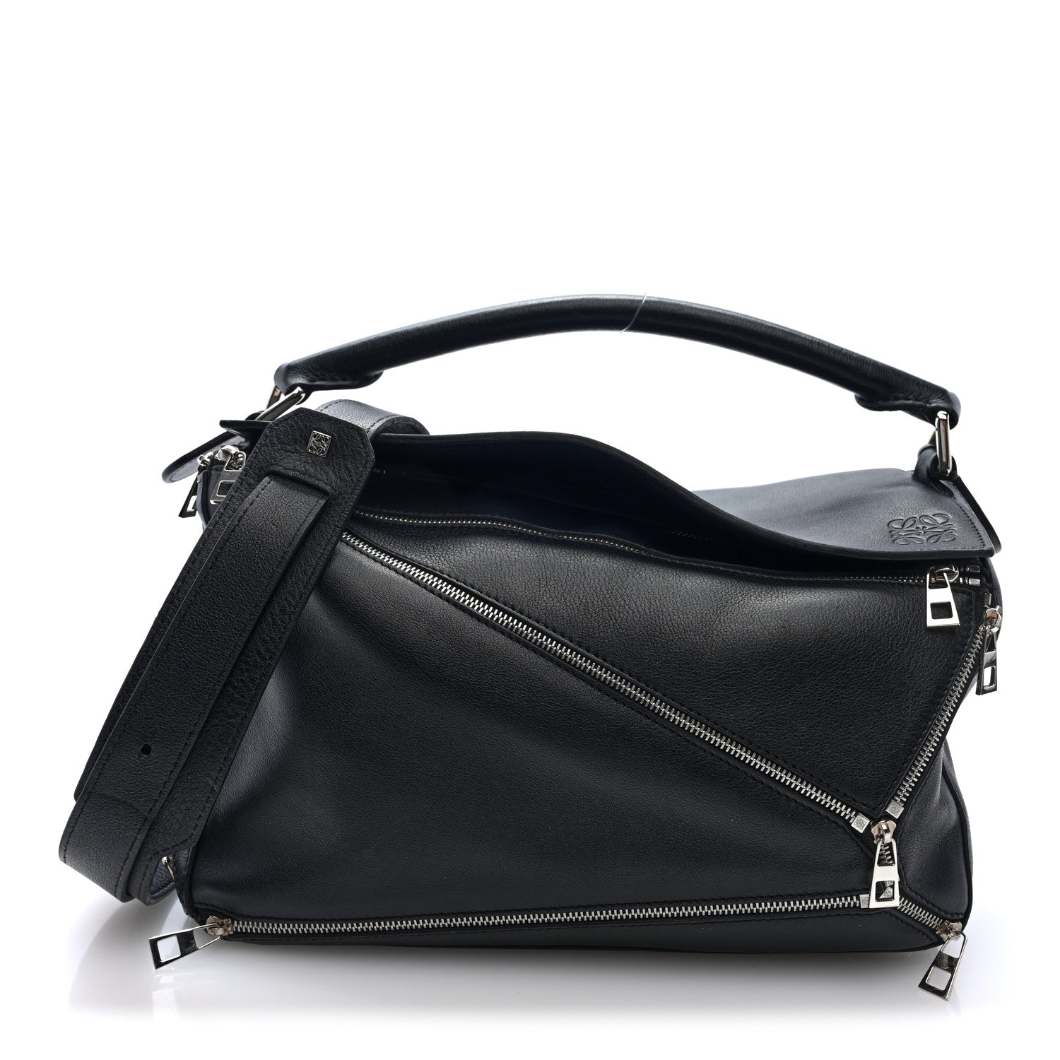 Loewe Calfskin Zipper Puzzle Bag Black