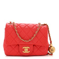 Chanel Lambskin Quilted Mini Pearl Crush Flap Red