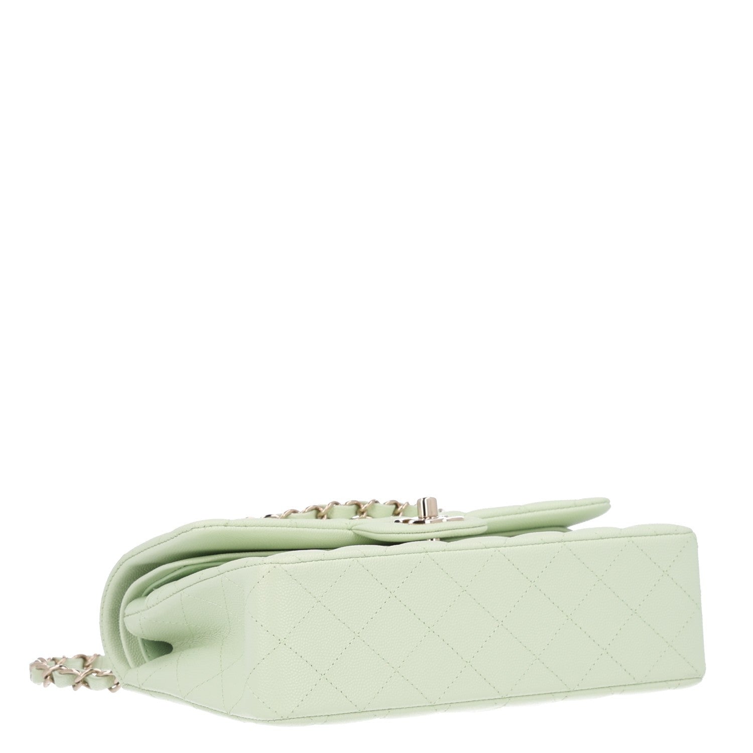 Chanel Caviar Quilted Small Double Flap Light Green