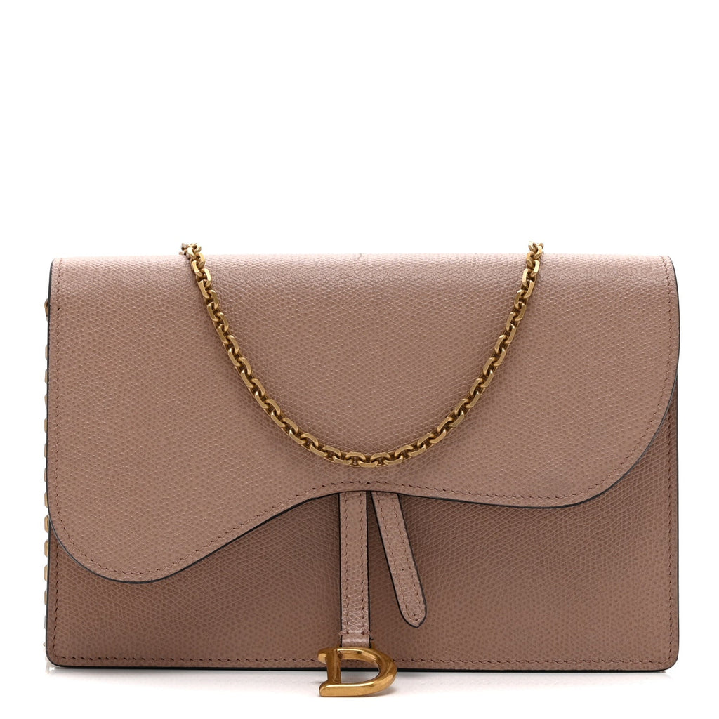 Dior Grained Calfskin Saddle Chain Pouch Blush