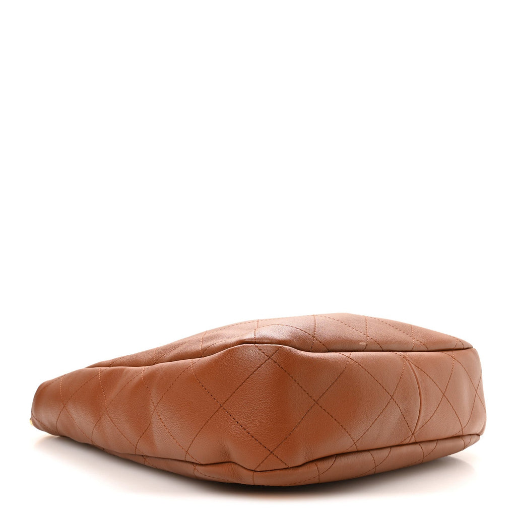 Chanel Calfskin Quilted Braided Handle Chain Hobo Brown
