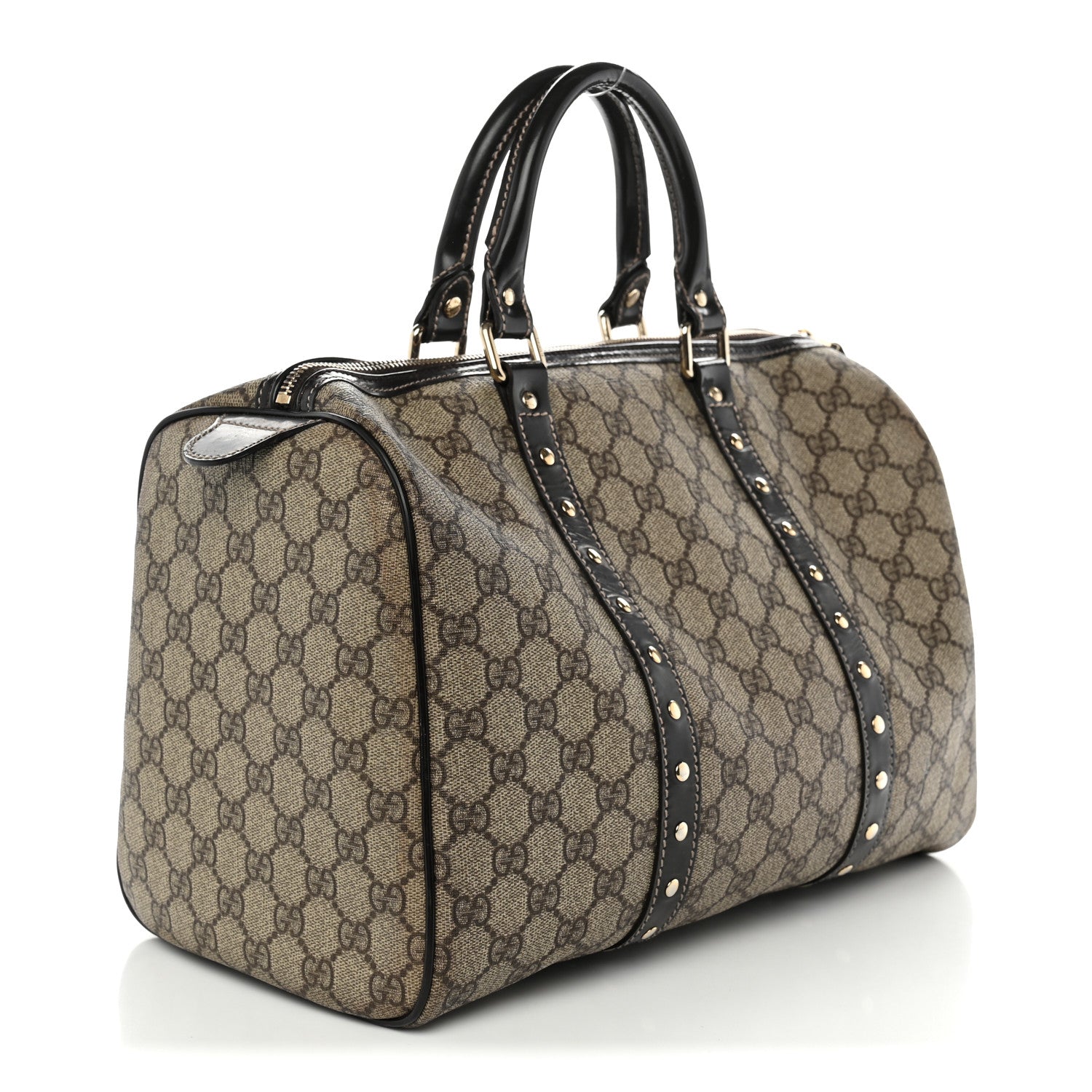 Gucci Monogram Guccissima Hearts Studded Medium Joy Boston Dark Brown