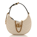 Gucci Calfskin Matelasse Chevron Mini GG Marmont Half Moon Hobo Mystic White