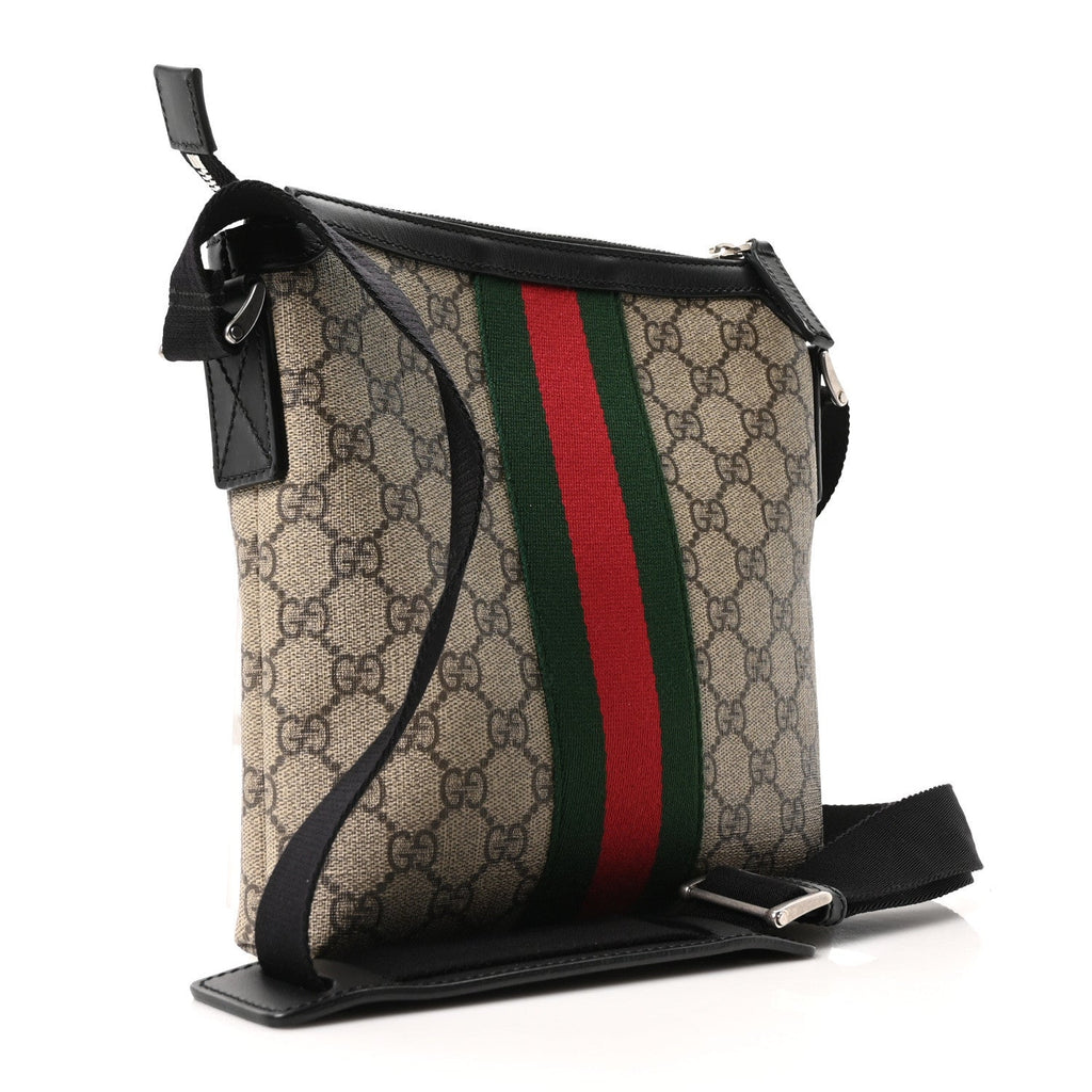 Gucci GG Supreme Monogram Web Messenger Bag Black