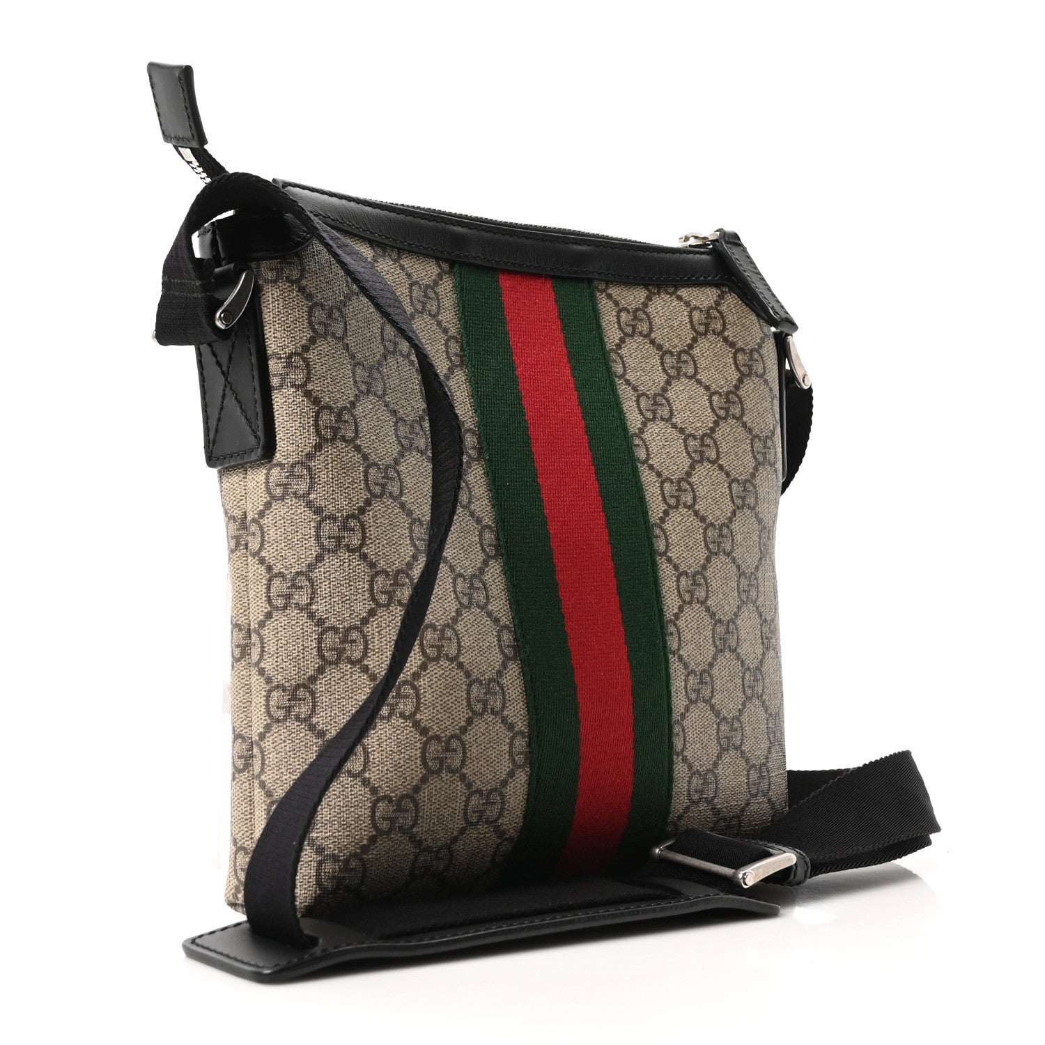 Gucci GG Supreme Monogram Web Messenger Bag Black