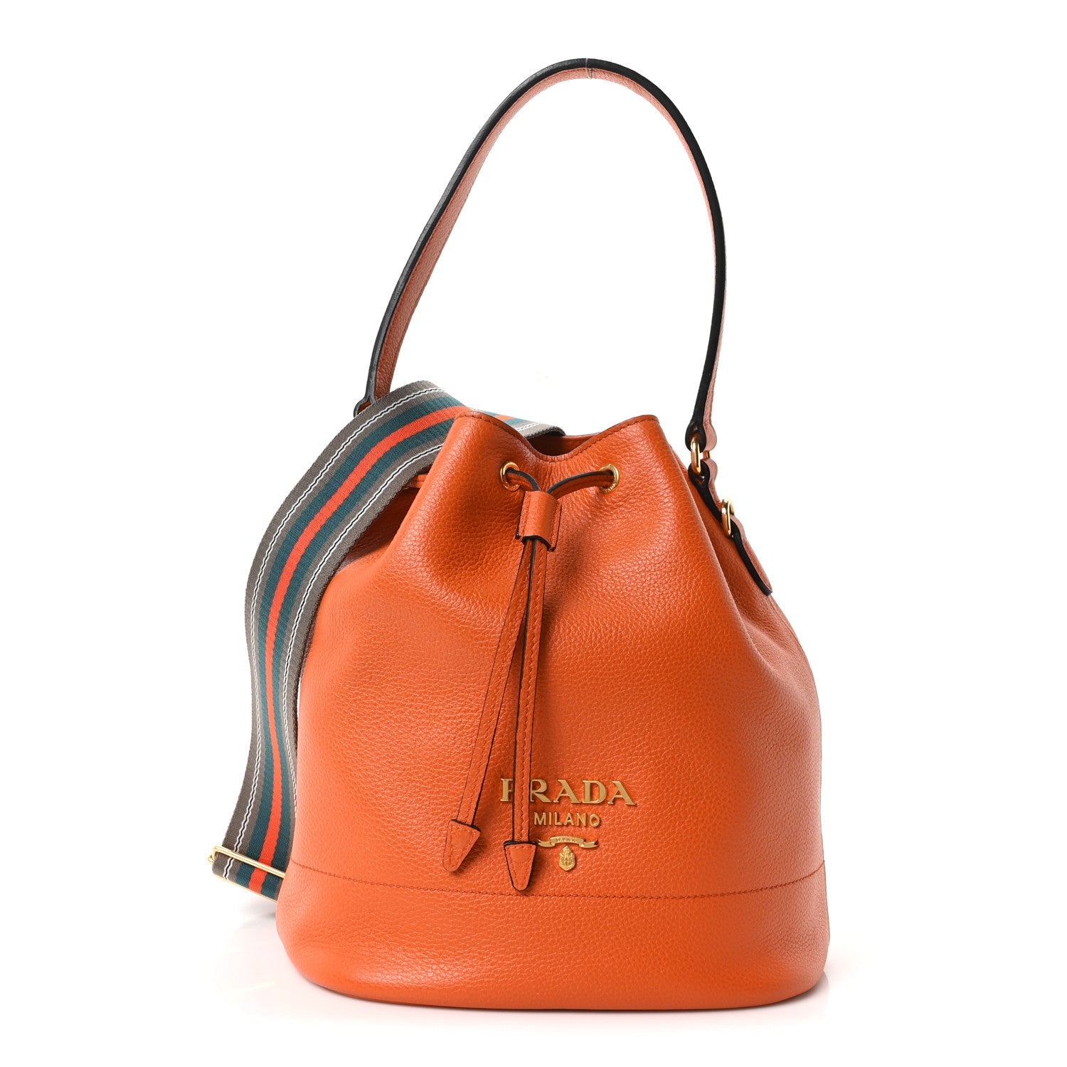 Prada Vitello Daino Bucket Bag Papaya