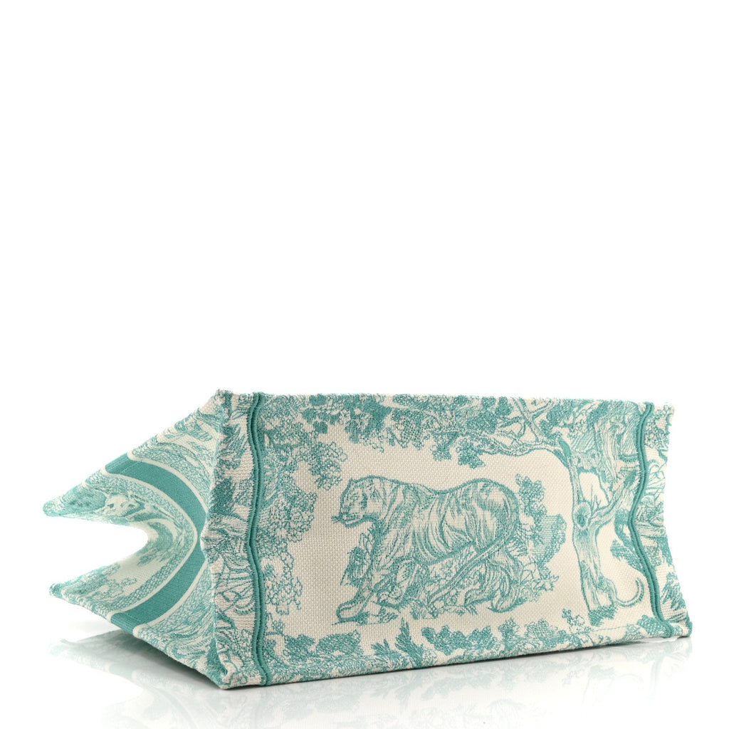 Dior Canvas Embroidered Medium Dioriviera Toile De Jouy Book Tote Aquamarina