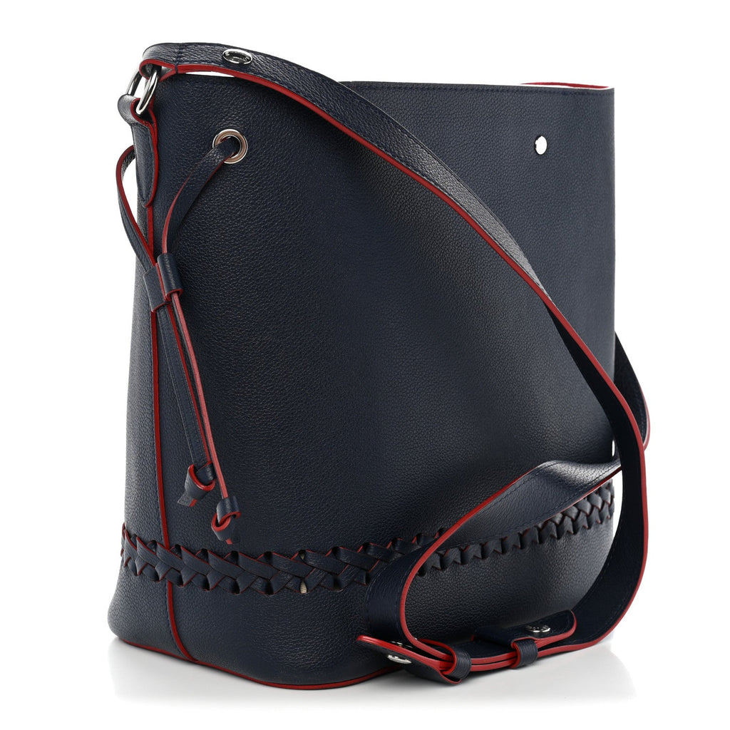 Louis Vuitton Soft Calfskin Braided Lockme Bucket Marine Rouge