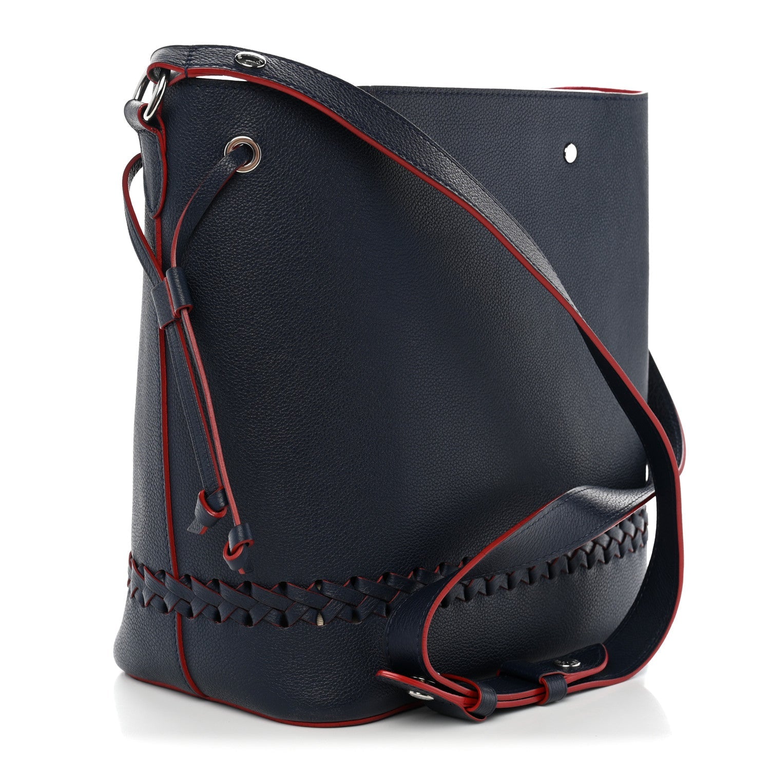 Louis Vuitton Soft Calfskin Braided Lockme Bucket Marine Rouge