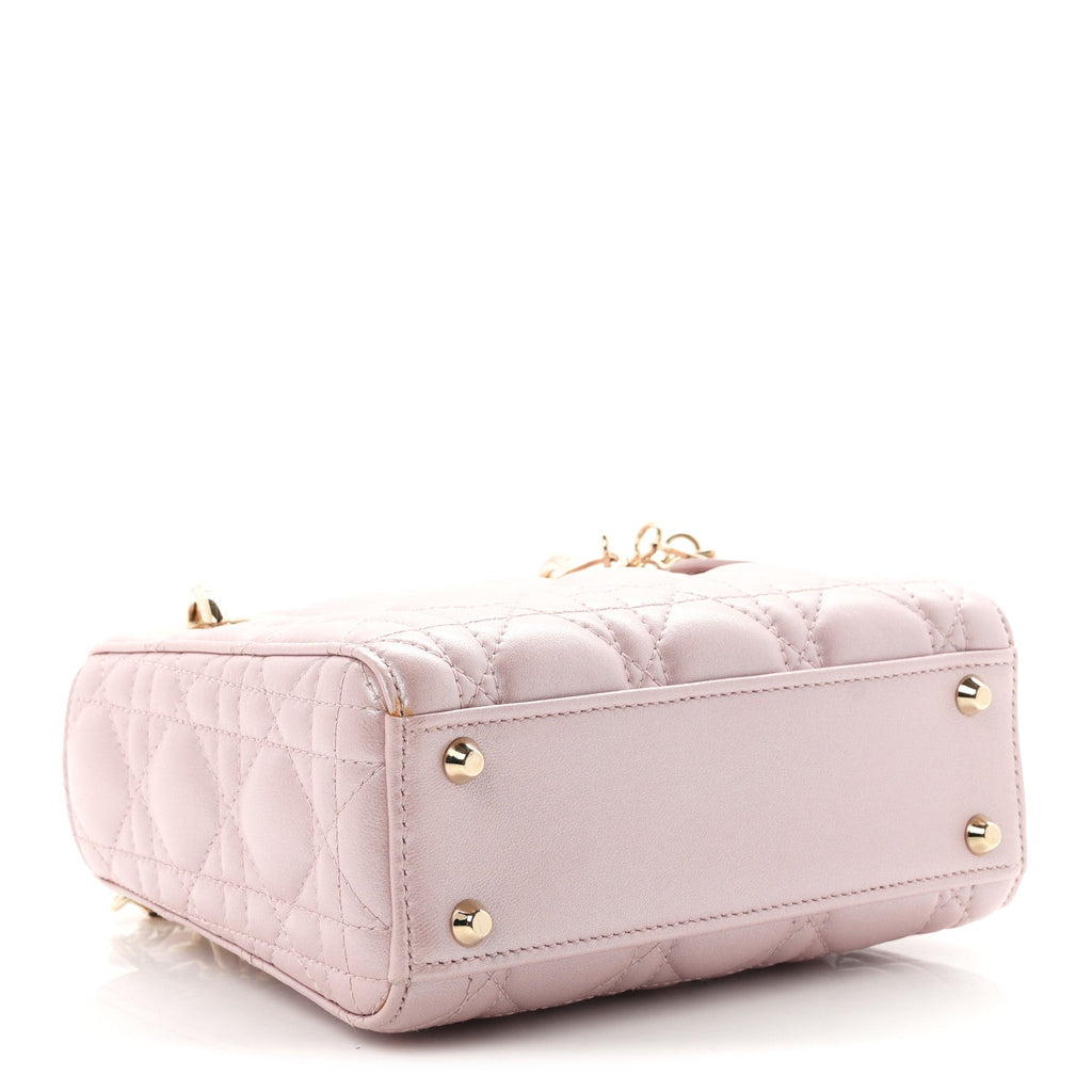 Dior Metallic Lambskin Cannage Mini Lady Dior Lotus
