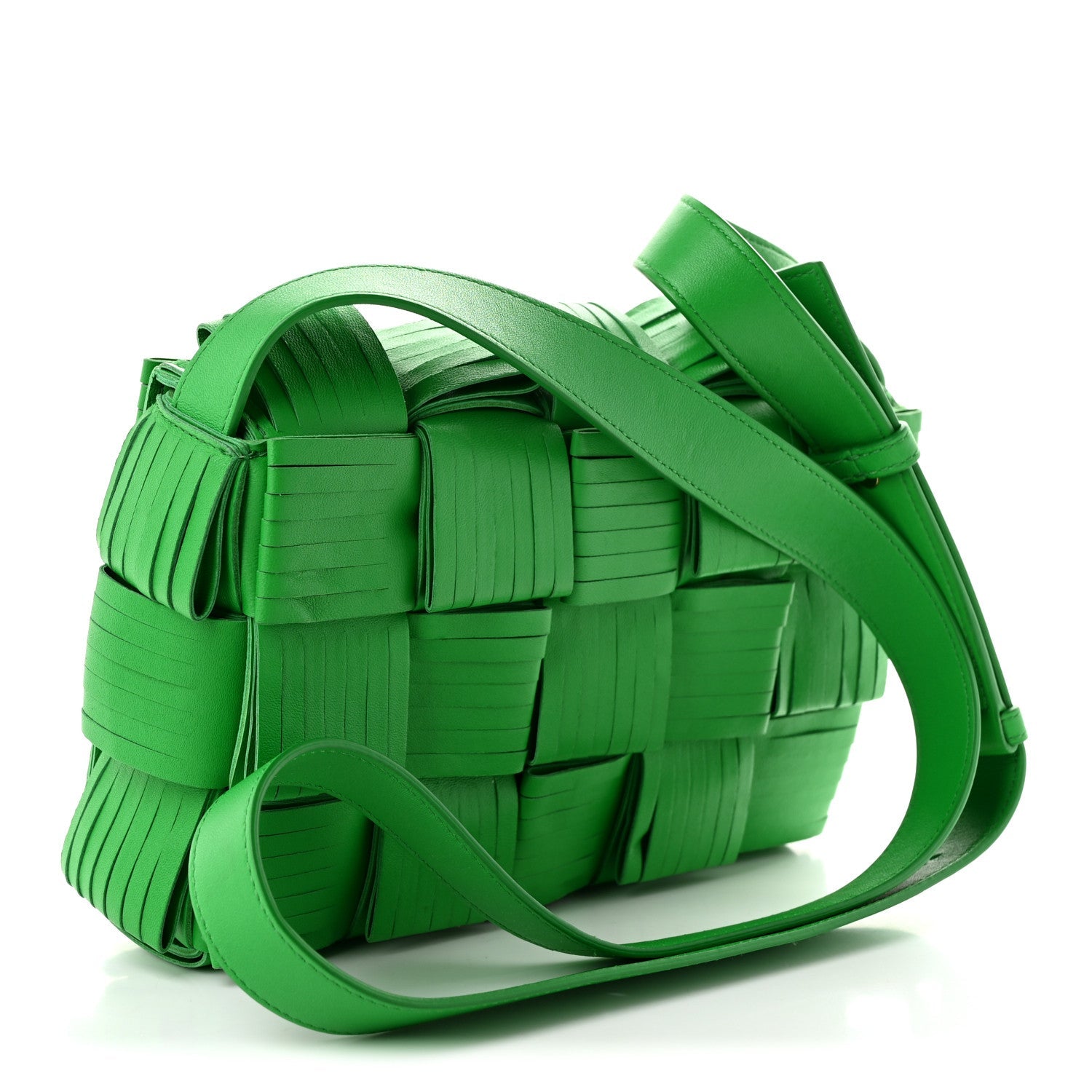 Bottega Veneta Nappa Maxi Intrecciato Fringed Cassette Crossbody Bag Parakeet