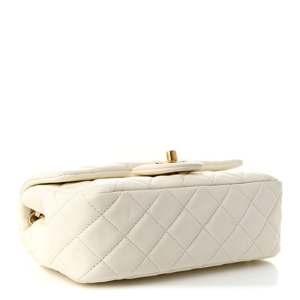 Chanel Lambskin Quilted Mini Rectangular Pearl Crush Flap White
