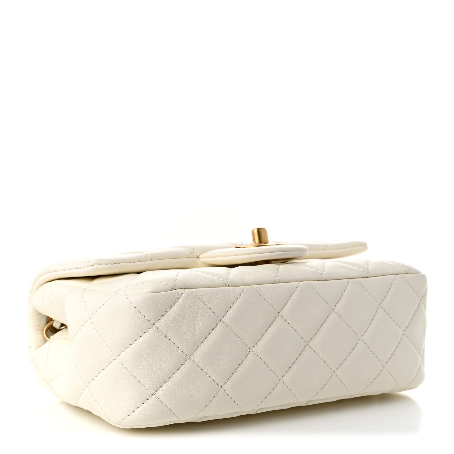 Chanel Lambskin Quilted Mini Rectangular Pearl Crush Flap White
