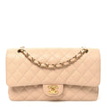Chanel Caviar Quilted Medium Double Flap Beige Beige Clair