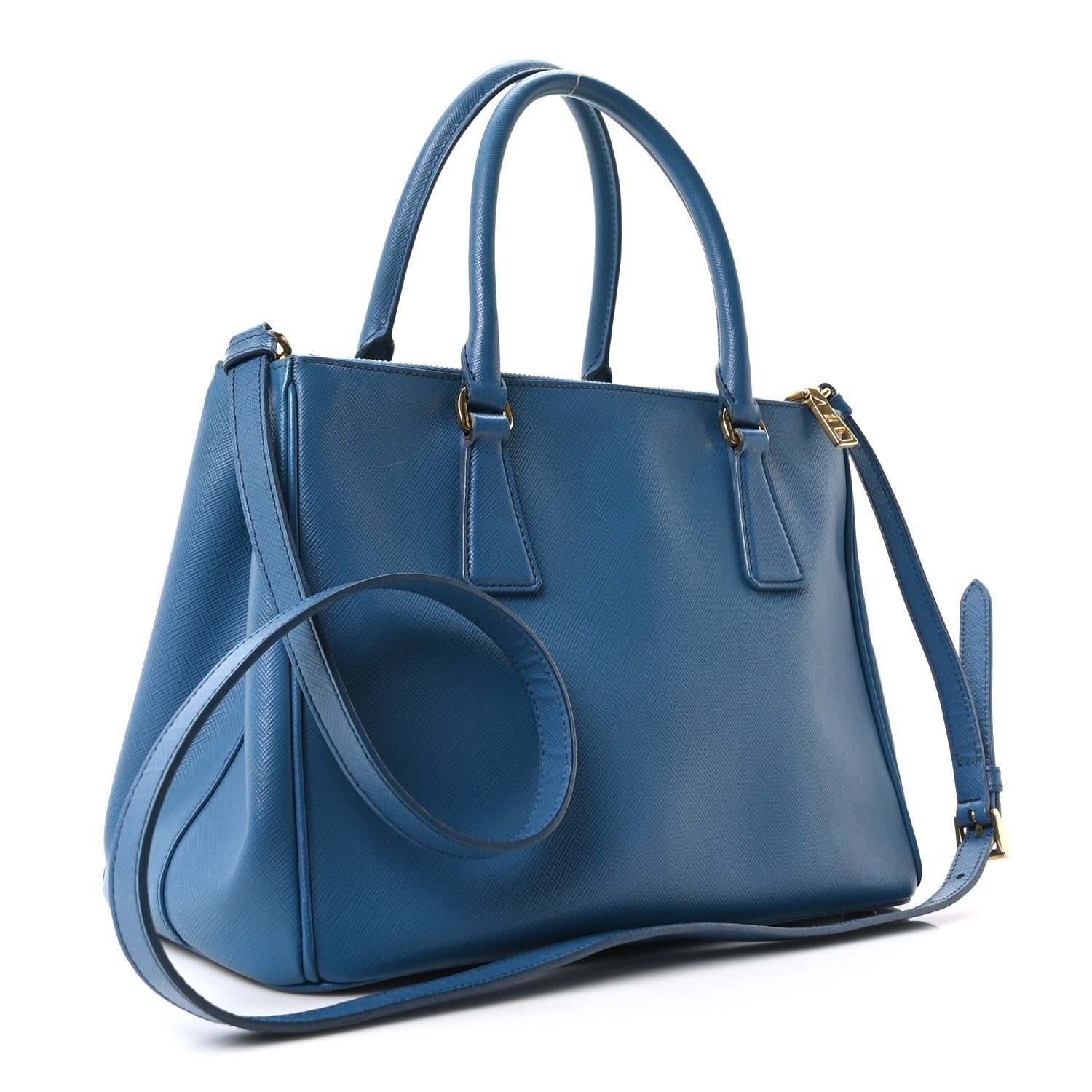 Prada Saffiano Small Galleria Double Zip Tote Cobalto