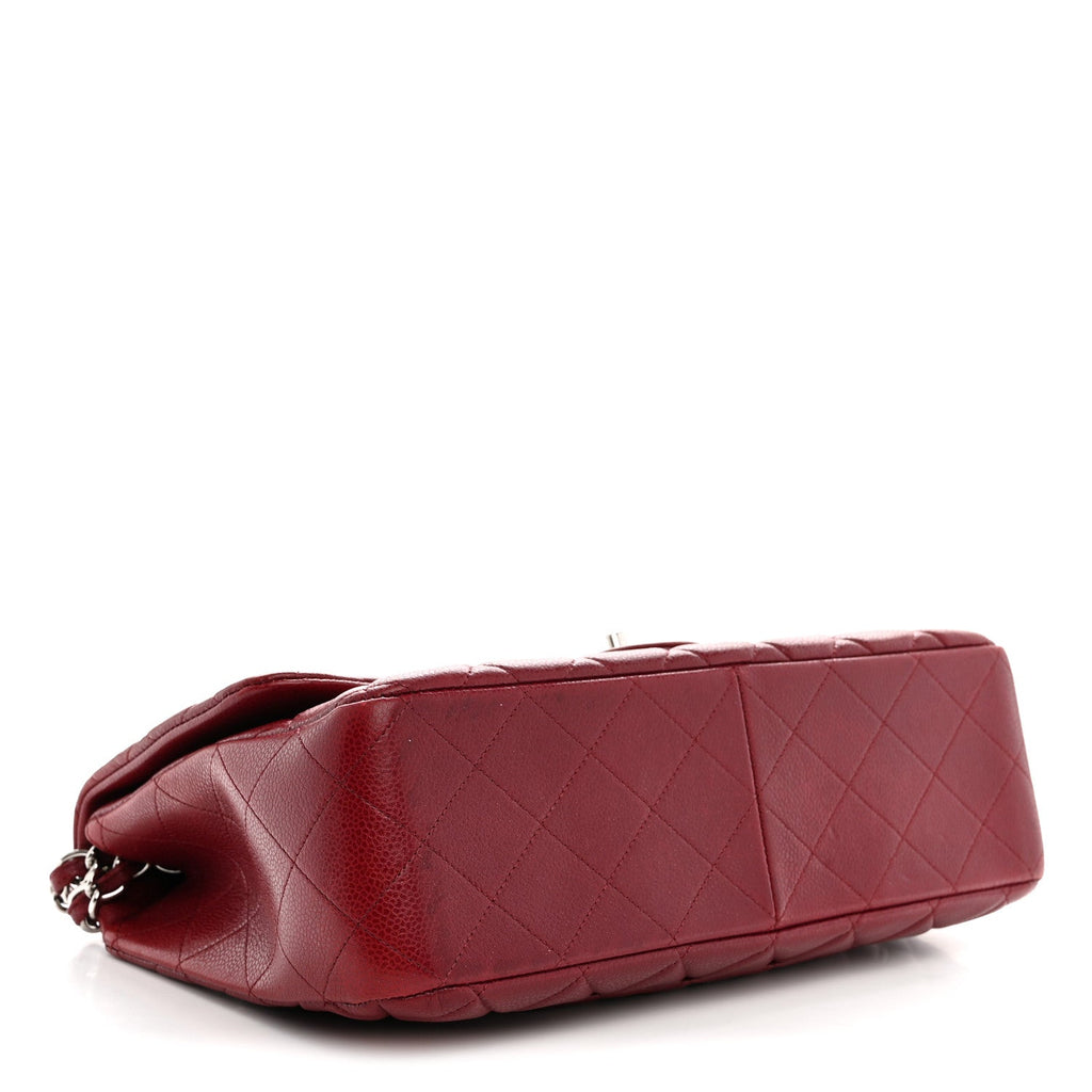 Chanel Caviar Quilted Jumbo Single Flap Dark Red