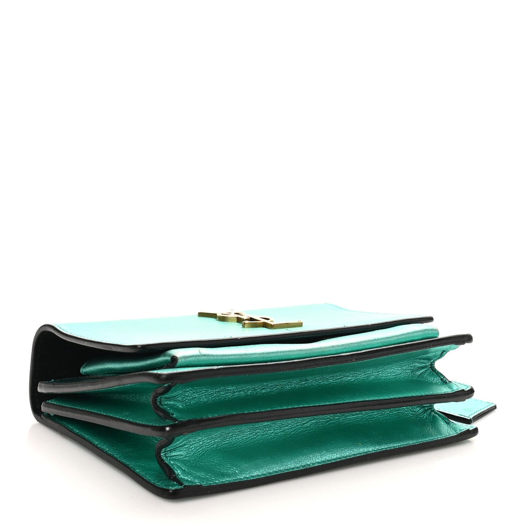 Saint Laurent Metallic Calfskin Small Monogram Sunset Chlorophille