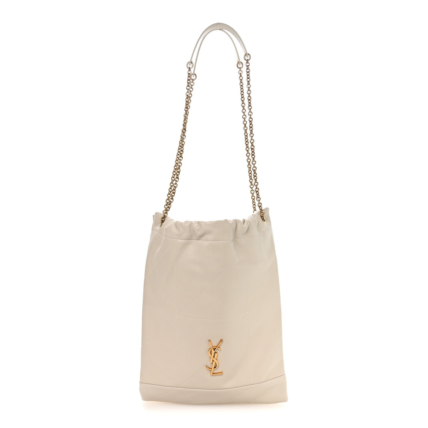 Saint Laurent Lambskin Matelasse Monogram Medium Jamie 4.3 Pochon Blanc Vintage