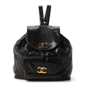 Chanel Lambskin Quilted Drawstring Backpack Brown