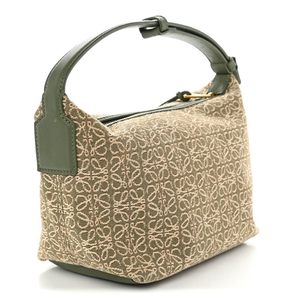 Loewe Jacquard Anagram Calfskin Small Cubi Bag Avocado Green