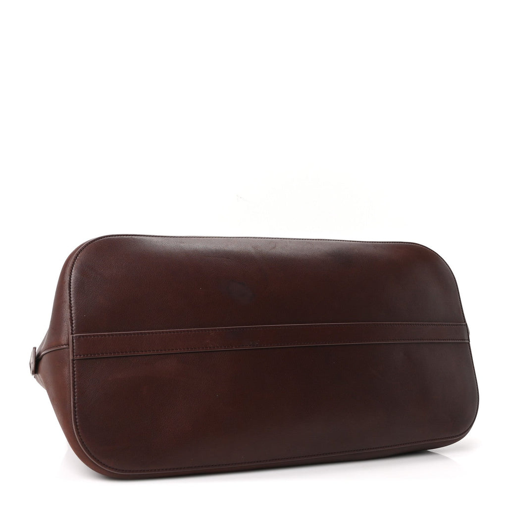 The Row Polished Saddle Calfskin Large Devon Bag Burgundy