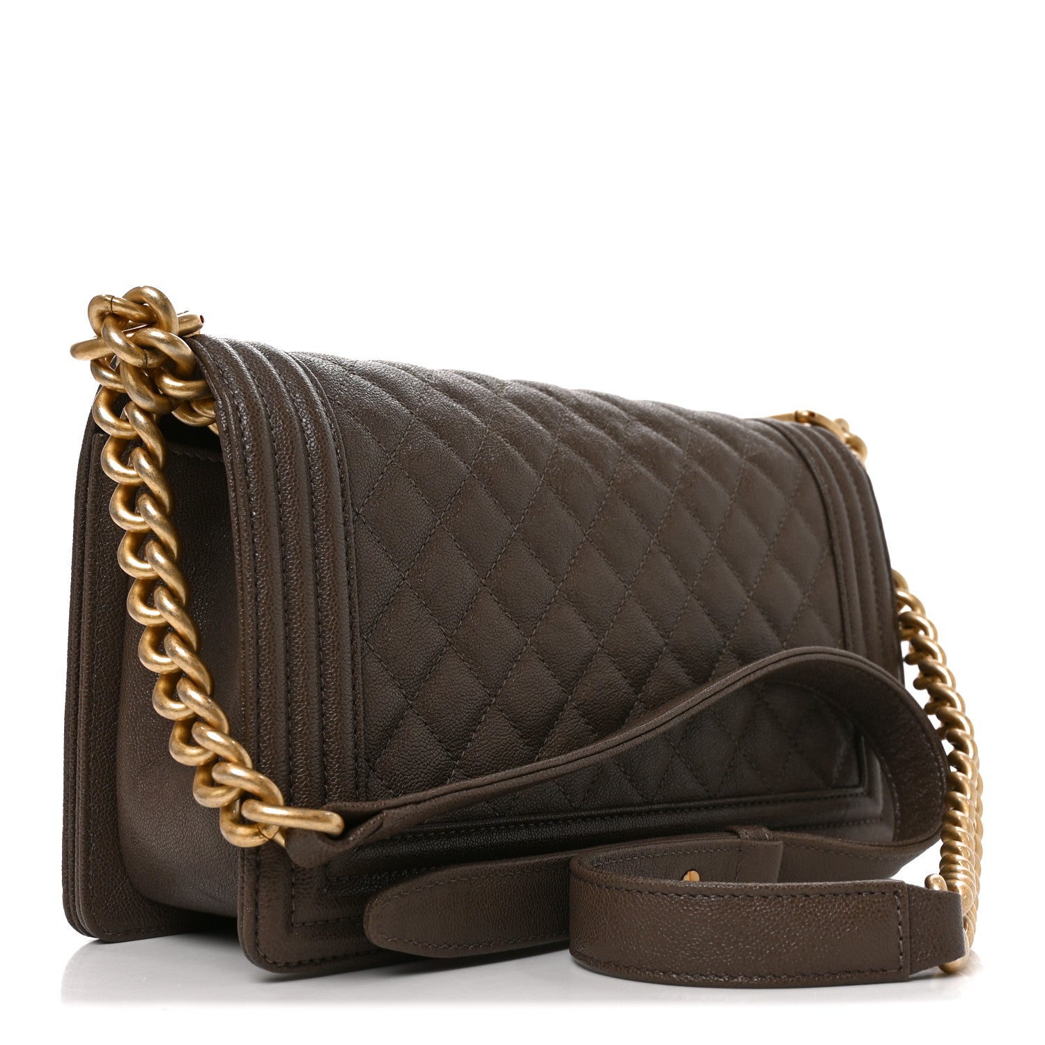Chanel Caviar Quilted Medium Boy Flap Khaki