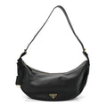 Prada Soft Grain Calfskin Large Demi-Lune Shoulder Bag Black