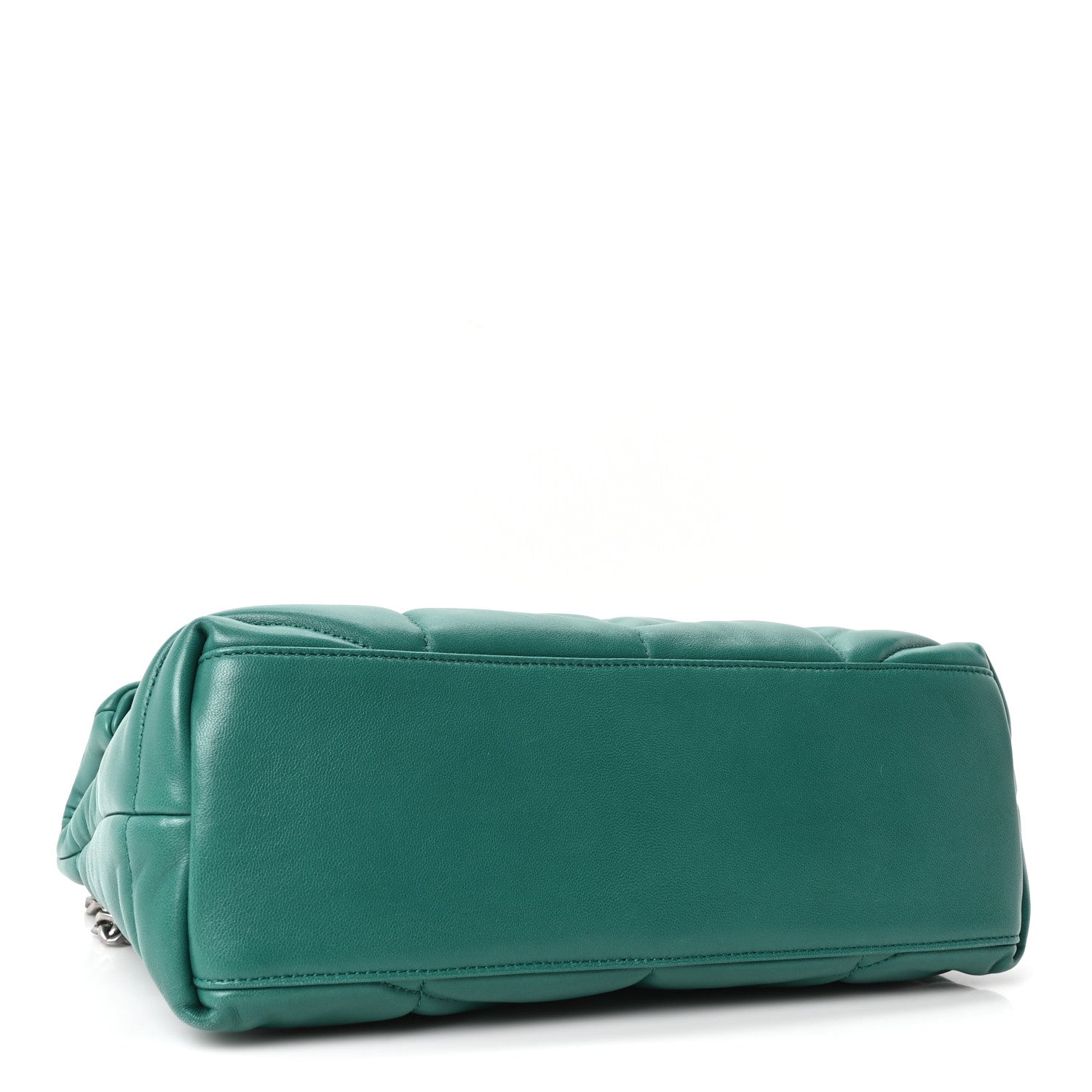 Saint Laurent Lambskin Quilted Small Loulou Puffer Monogram Chain Satchel Green Field