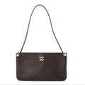 Chanel Calfskin Chick Studs Clutch Dark Brown