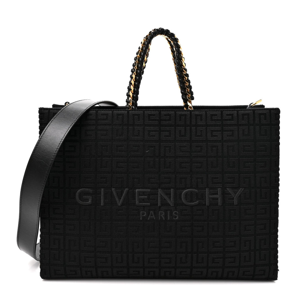 Givenchy Canvas Jacquard 4G Medium Chain Tote Black