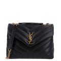 Saint Laurent Calfskin Y Quilted Monogram Small Loulou Chain Satchel Black