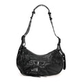 Balenciaga Extra Supple Calfskin Crocodile Embossed Monochrome Small Le Cagole Shoulder Bag Black