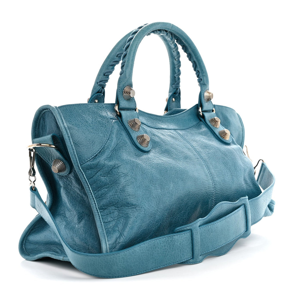 Balenciaga Agneau Giant 21 Silver Hardware Part Time Aquamarine