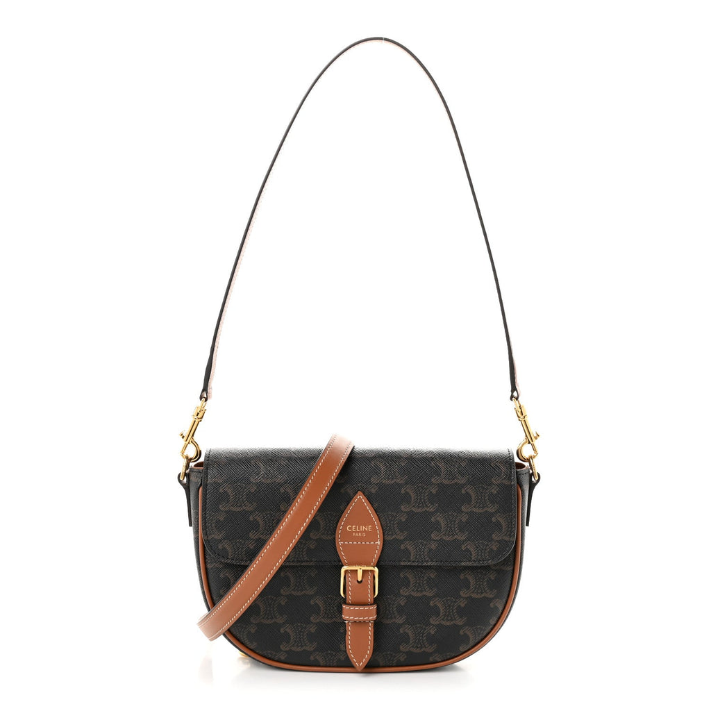 Celine Triomphe Canvas Folco Bag Tan