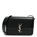 Saint Laurent Box Calfskin Monogram Medium Solferino Satchel Black