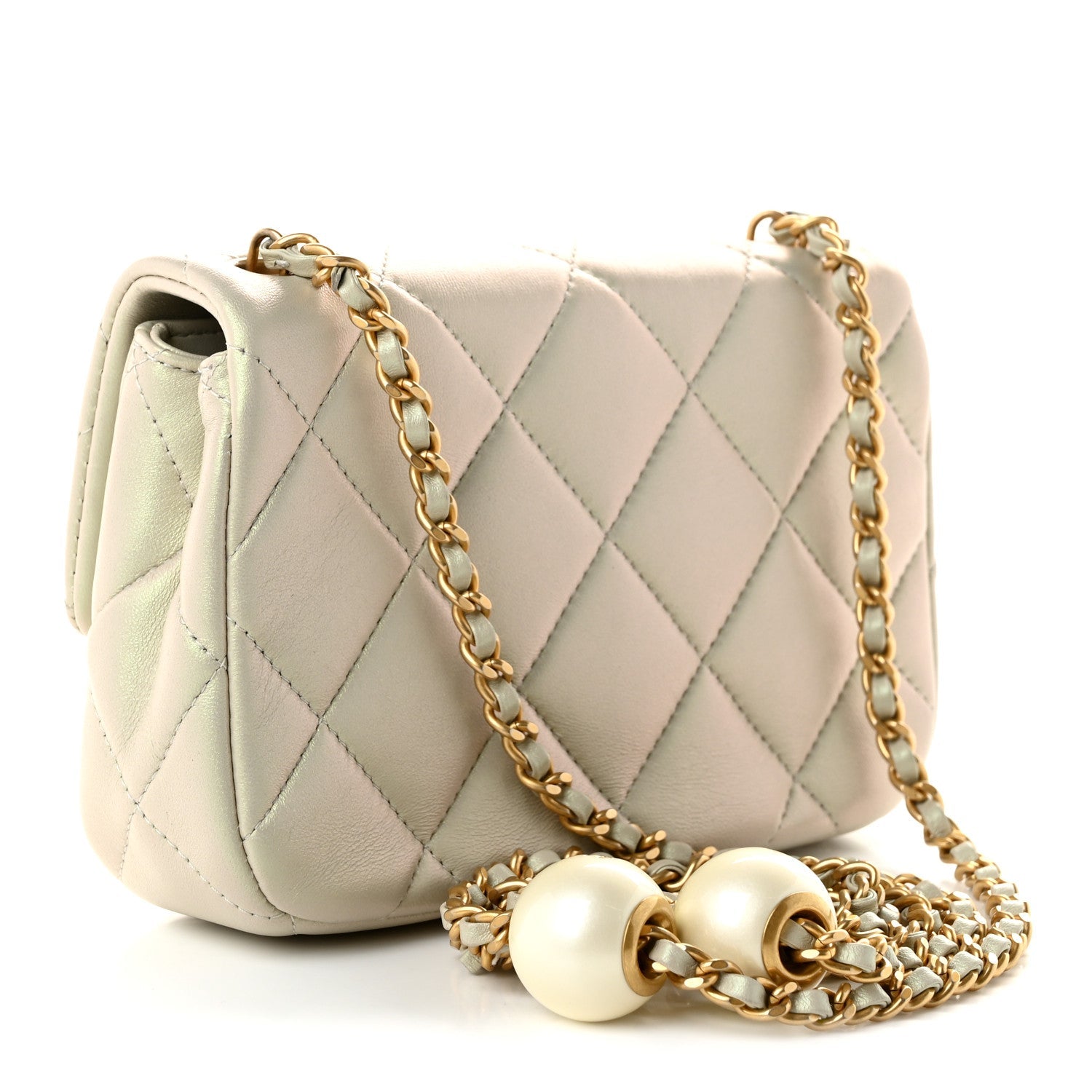 Chanel Pearly Lambskin Pearl Quilted Mini Flap Ivory