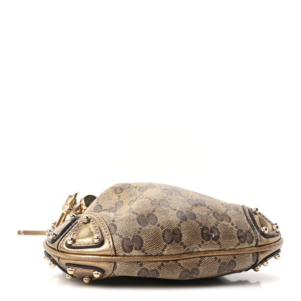 Gucci Monogram Mini Indy Top Handle Bag Metallic Gold
