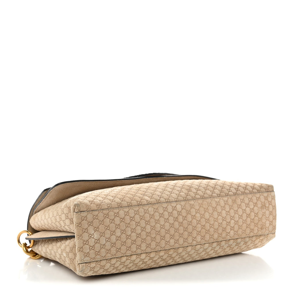 Gucci Micro GG Suede Large Chain Shoulder Bag Beige