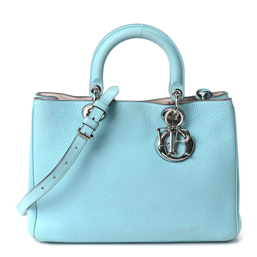 Dior Bullcalf Medium Diorissimo Tote Light Blue