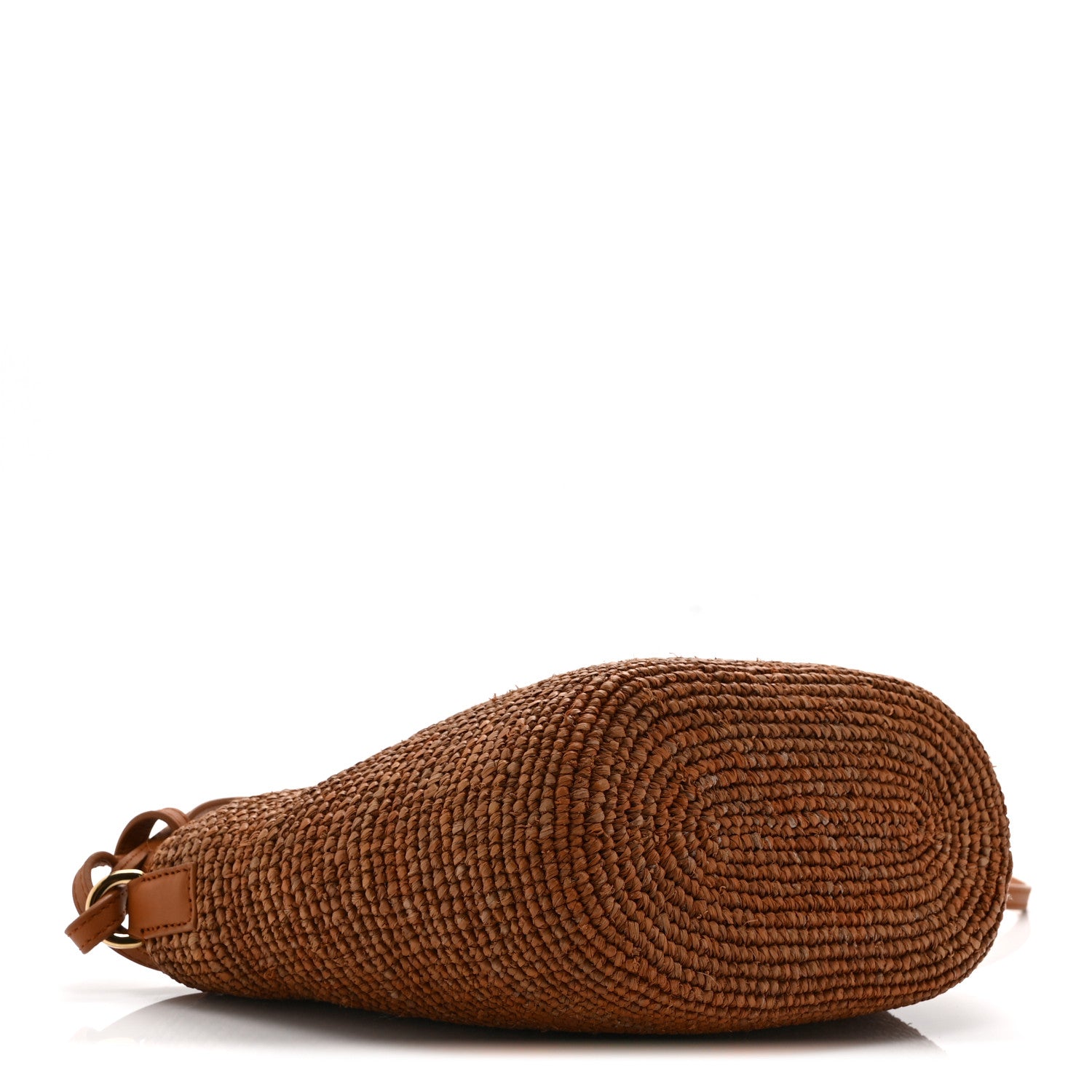 Loewe Calfskin Raffia Paulas Ibiza Pochette Bag Honey Gold