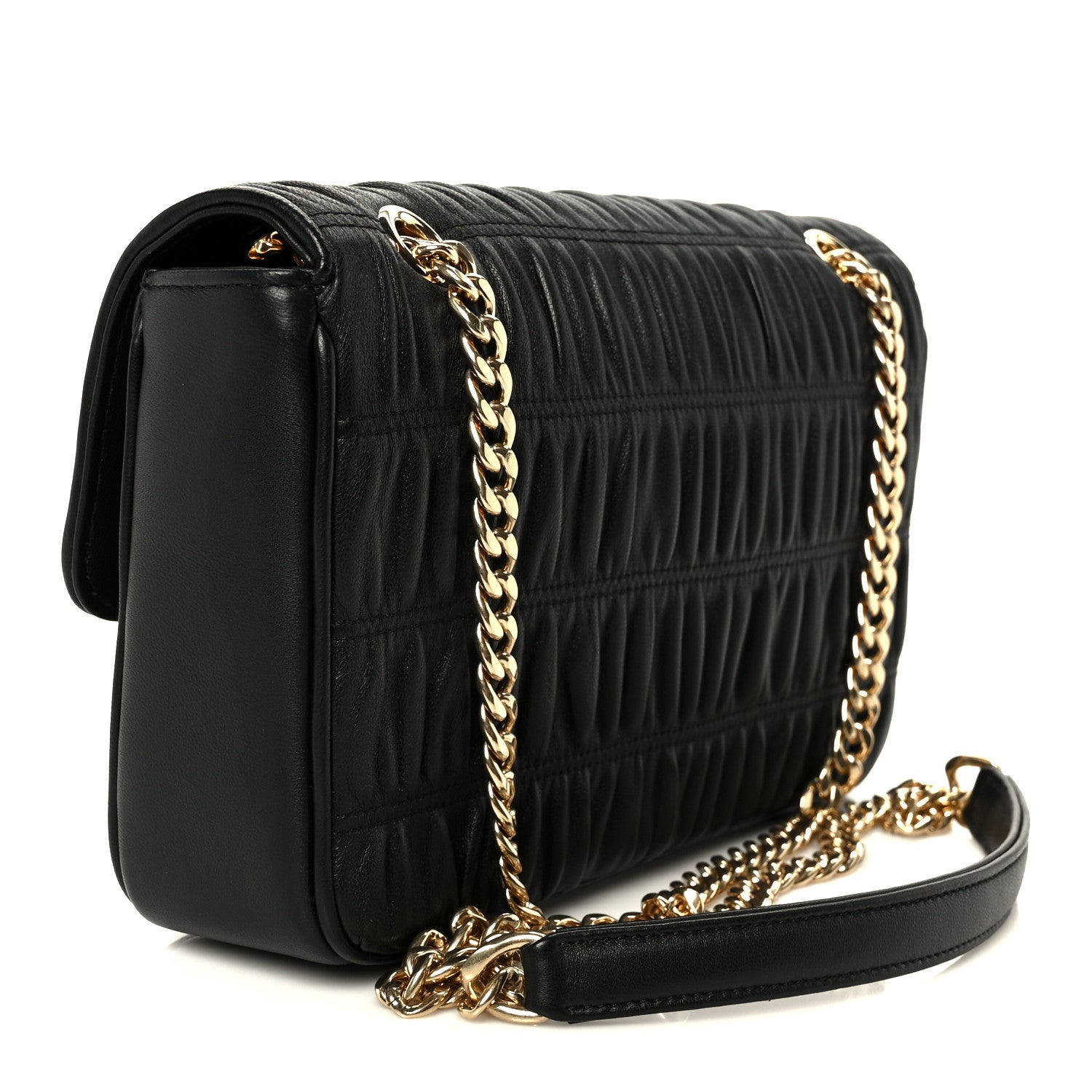 Prada Nappa Gaufre Medium Chain Flap Shoulder Bag Black