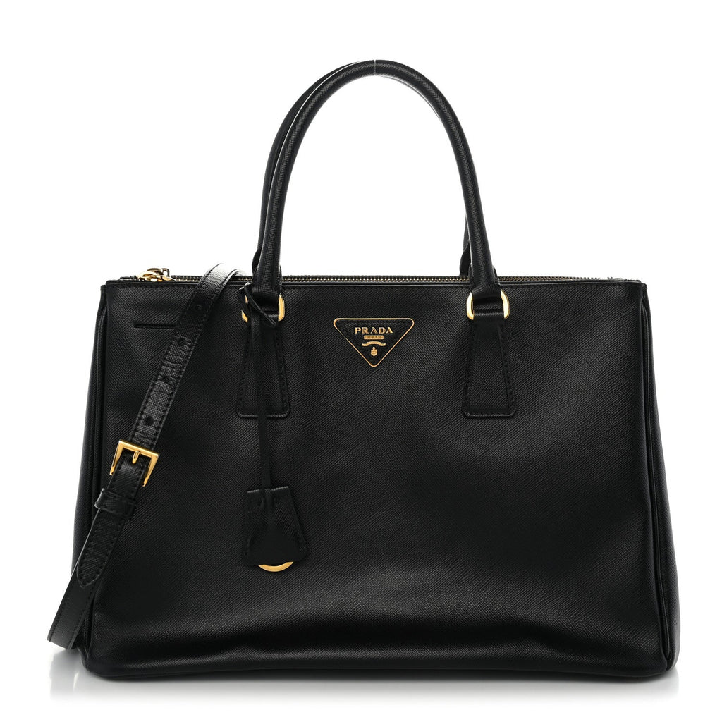 Prada Saffiano Medium Galleria Double Zip Tote Black