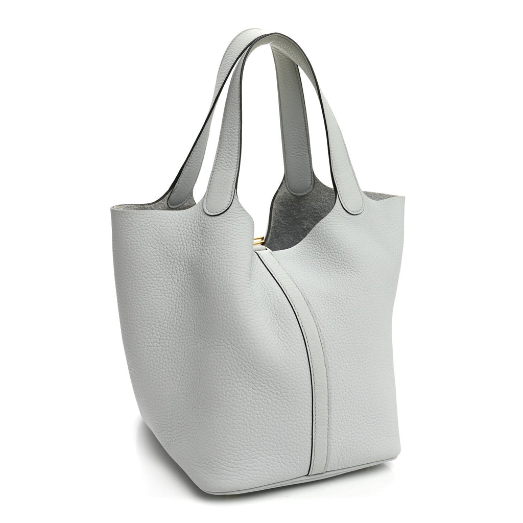 Hermès Taurillon Clemence Picotin Lock 22 MM Bleu Pale