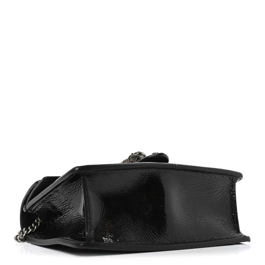 Gucci Crinkled Patent Mini Dionysus Shoulder Bag Black